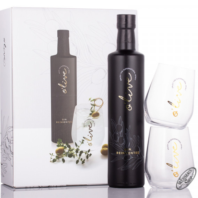 O'live Dry Gin díszdobozban + 2pohár 40% 0,5 LITER